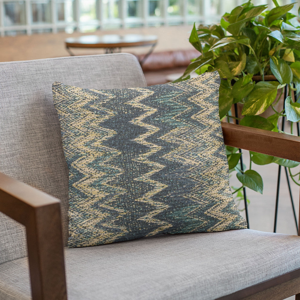 Plutus Blue Wave Chevron Luxury Throw Pillow, 26"x26"