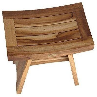 EcoDecors EarthyTeak Serenity Style Shower Bench, 18", Without Shelf