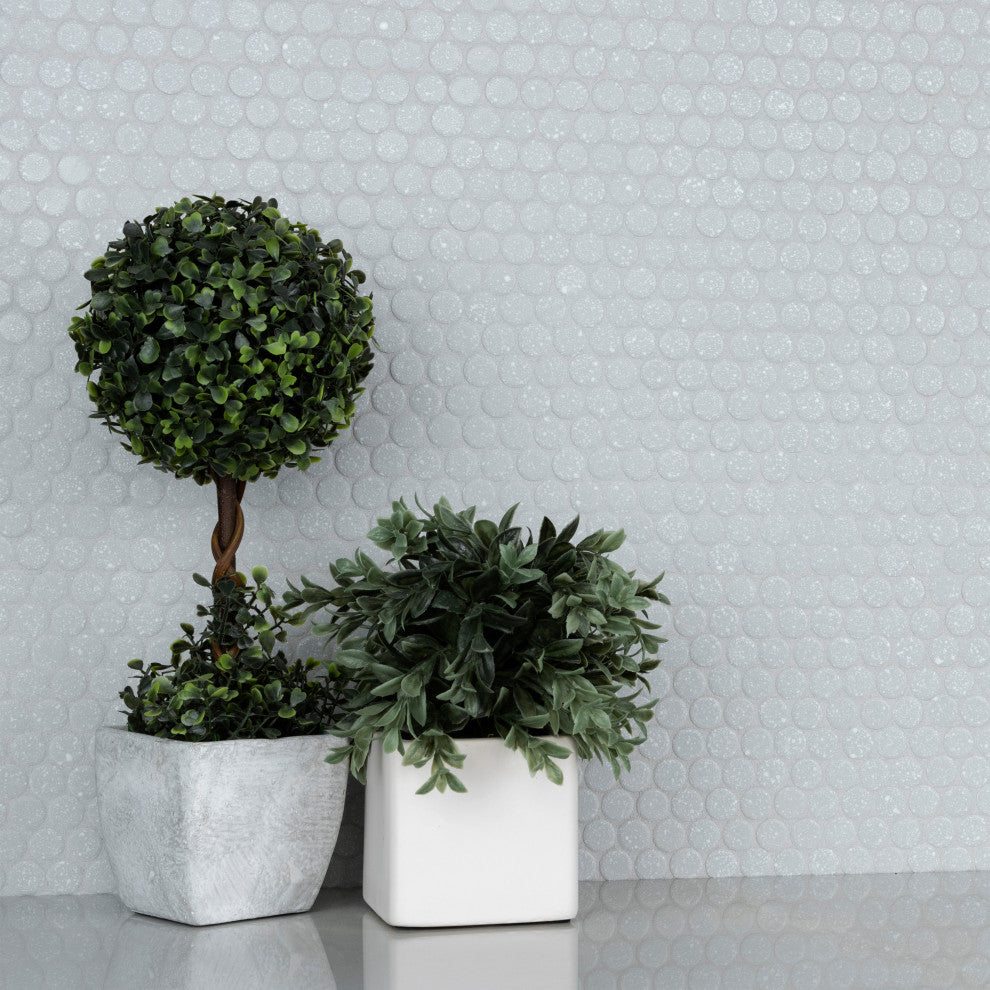 Hudson Penny Porcelain Mosaic Floor and Wall Tile, Crystalline Grey