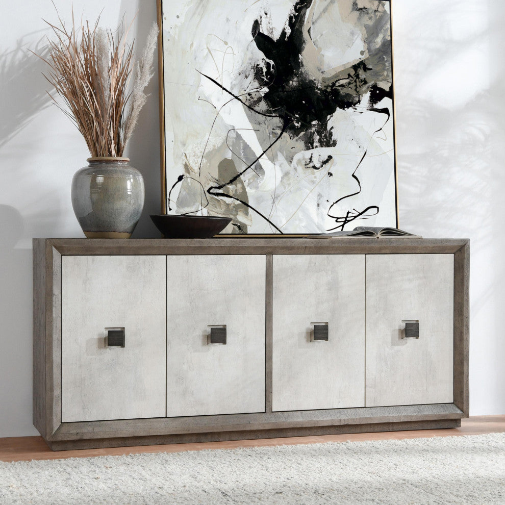 Denver Distressed Gray Sideboard Buffet, 4-Door