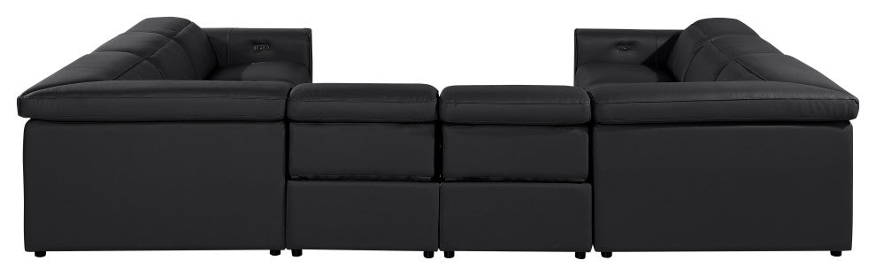 Niccolo Italian Leather 8-Piece U-Shaped 4 Power Reclining Sectional, Black
