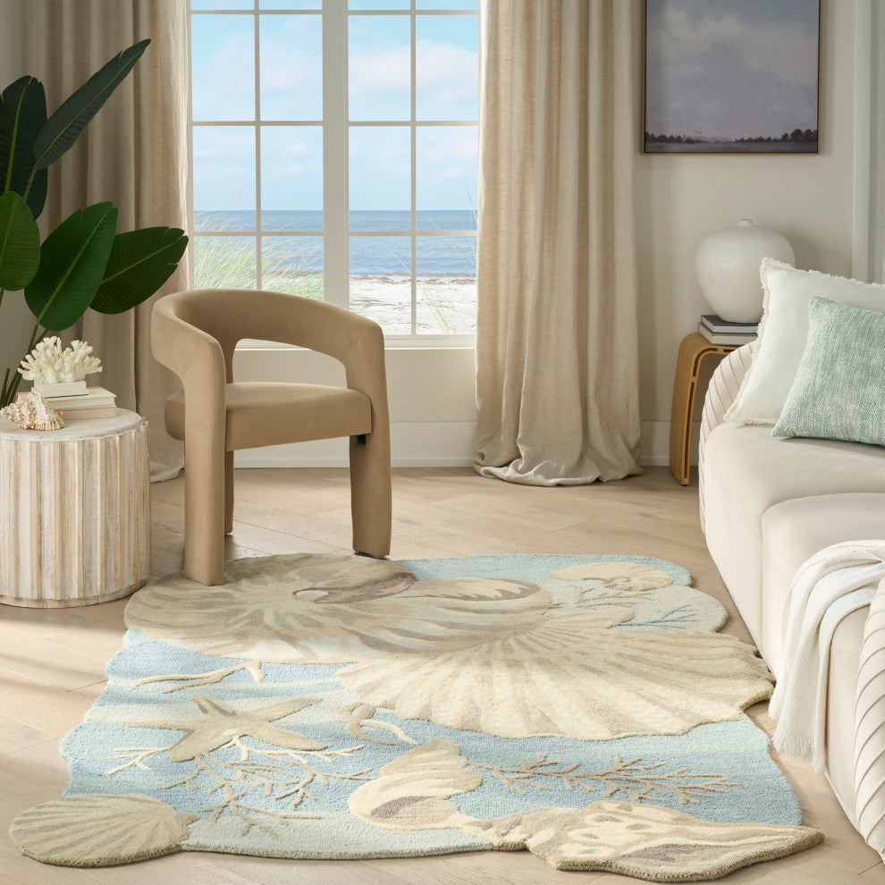 Nourison Waterside 7'9" x 9'9" Blue Coastal, Nautical and Beach Indoor Rug