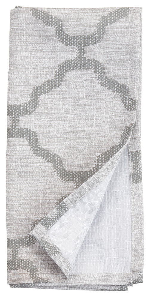 Table Napkins With Moroccan Design (Set of 4), Grey, 20"x20"