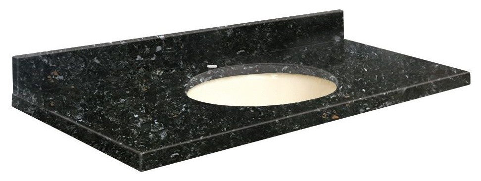 Quartz 43"x22" Vanity Top, Single Faucet Hole, Interlude, Biscuit Bowl
