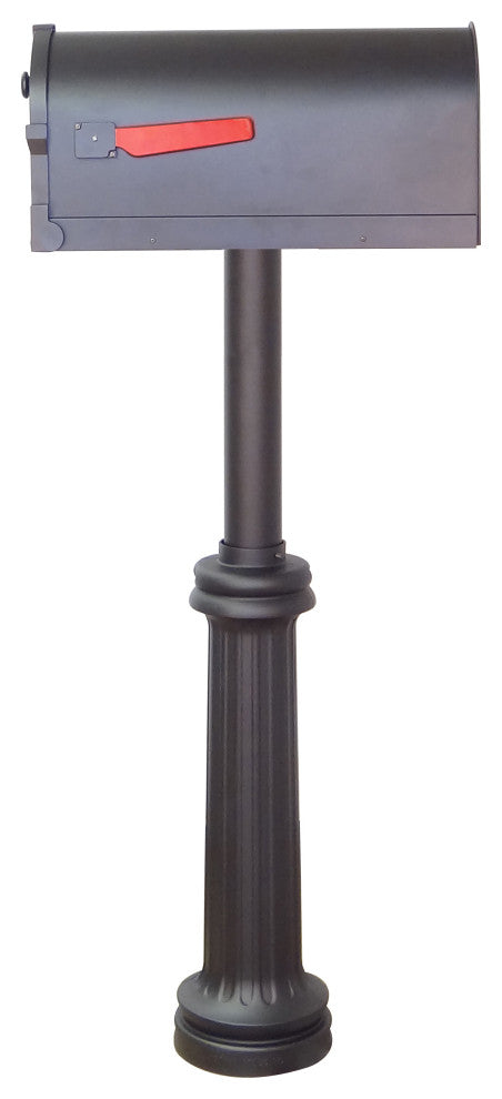 Savannah Curbside Mailbox With Bradford Direct Burial Mailbox Post, Black