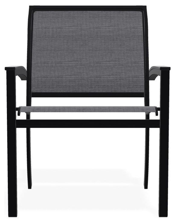 Bazza Sling Stackable Outdoor Dining Chair, Augustine Pewter/Black