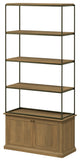 Braxton Light Brown Wood With Dark Aged Brass Metal 3-Shelf Shelving Unit