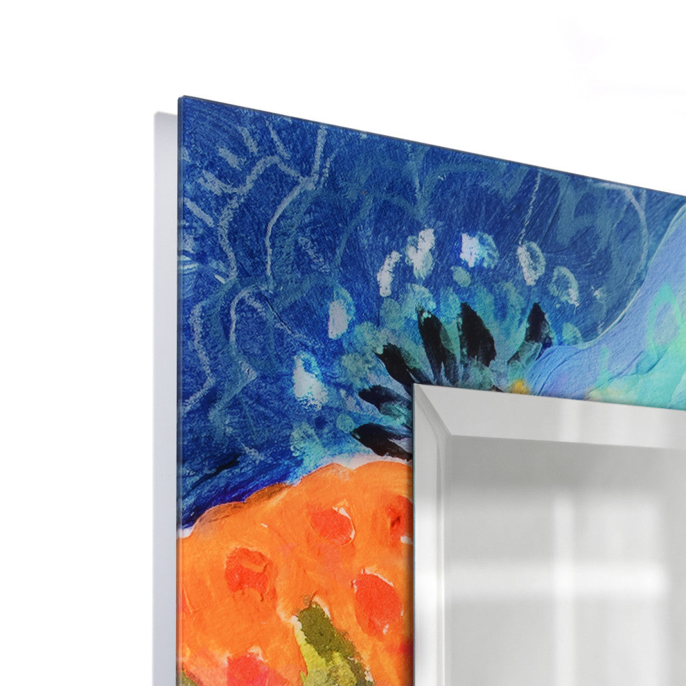 "Secret Garden Floral II" Leaner Mirror on Tempered Art Glass, 72" X 36"