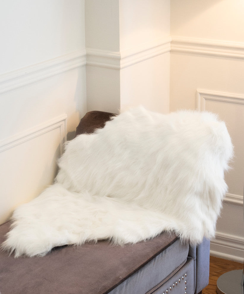 Gordon Faux Sheepskin Throw, Off-White, 2'x3'
