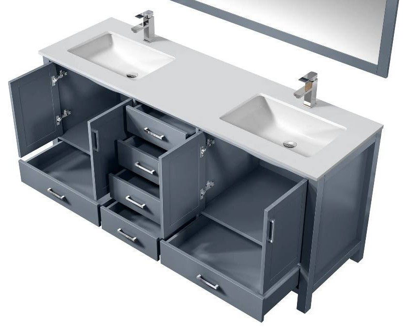 Jacques 72" Dark Grey Double Sink Vanity with Quartz Top, No Mirror