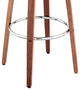 Daxton Faux Leather and Wood Bar Stool, Brown and Walnut, 30"
