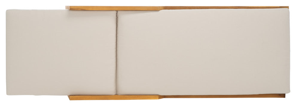 Safavieh Couture Indoor-Outdoor Caledonia Teak Chaise Lounge, Natural/White