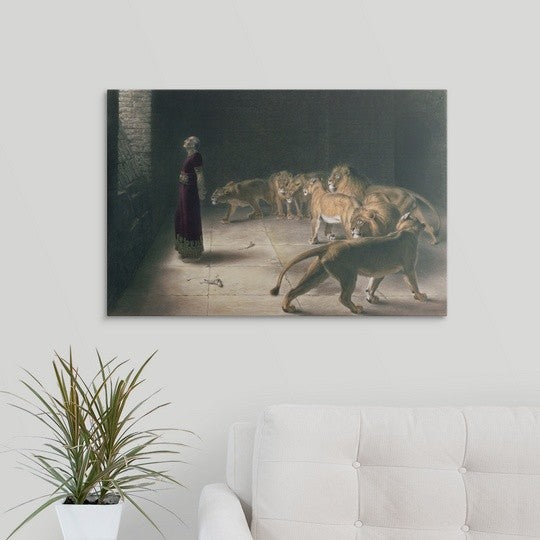 "Daniel in the Lions Den, mezzotint" Canvas Art, 30"x20"x1.25"