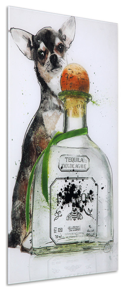 Viva Mexico Dog Fashion Wall Art on Frameless Free Floating Tempered Glass 24x16