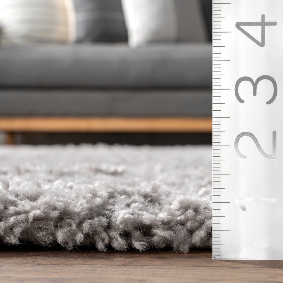 Nuloom Cozy Soft and Plush Solid Easy Shag Area Rug, Silver 8'x10'