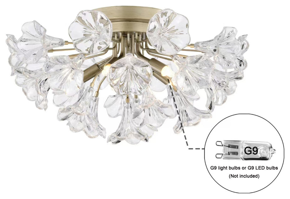 Zelda Crystal Glass Flower Flush Mount 5-light