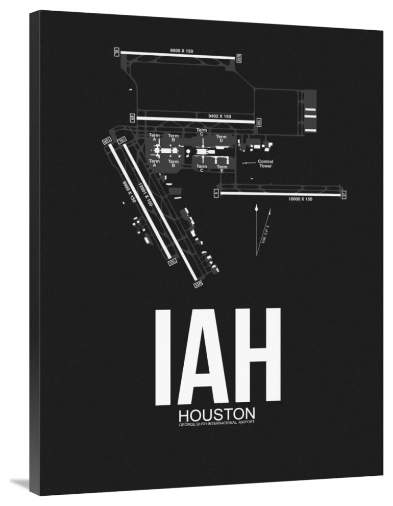 "IAH Houston Airport Black" Fine Art Print