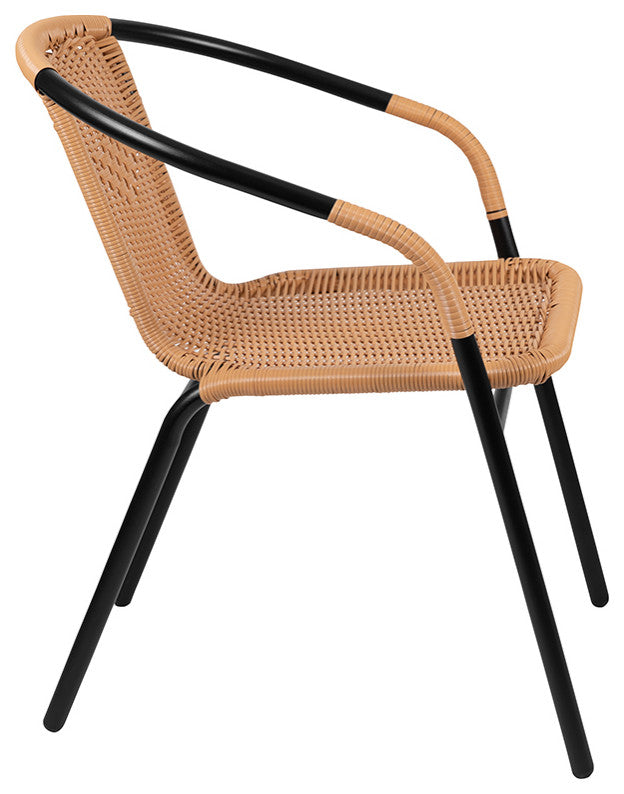 2 Pack Rattan Indoor-Outdoor Stack Chair, Beige