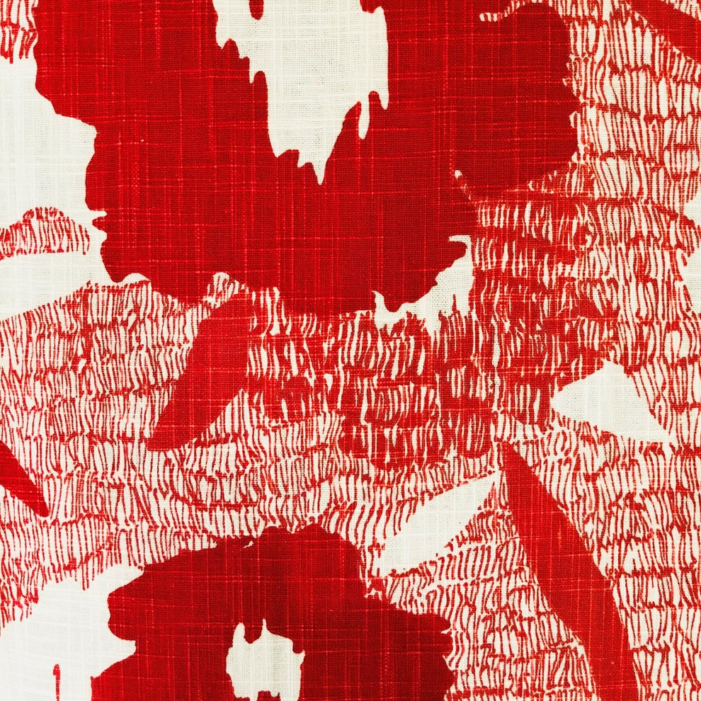 Hibiscus Red and Beige Luxury Throw Pillow, 12"x20"