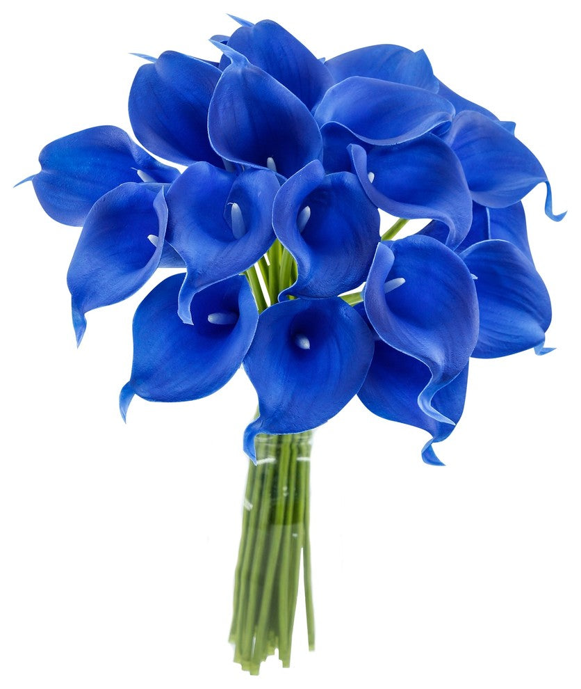 Pack of 10 soft touch lifelike artificial Calla lily, Royal Blue