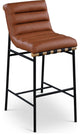 Burke Upholstered Bar Stool, Cognac, Vegan Leather, White Oak Veneer Metal Dowel