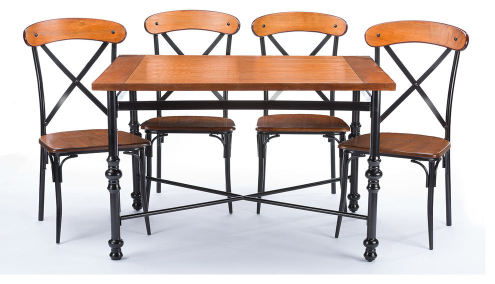 Broxburn Light Brown Wood And Metal Dining Table