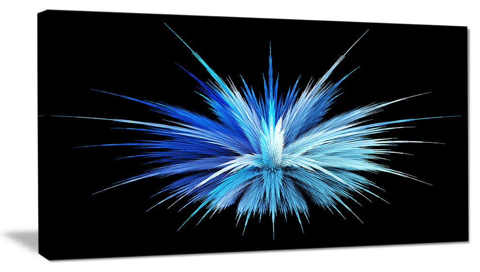 Colorful Blue Fountain of Crystals, Floral Canvas Art Print, 32"x16"