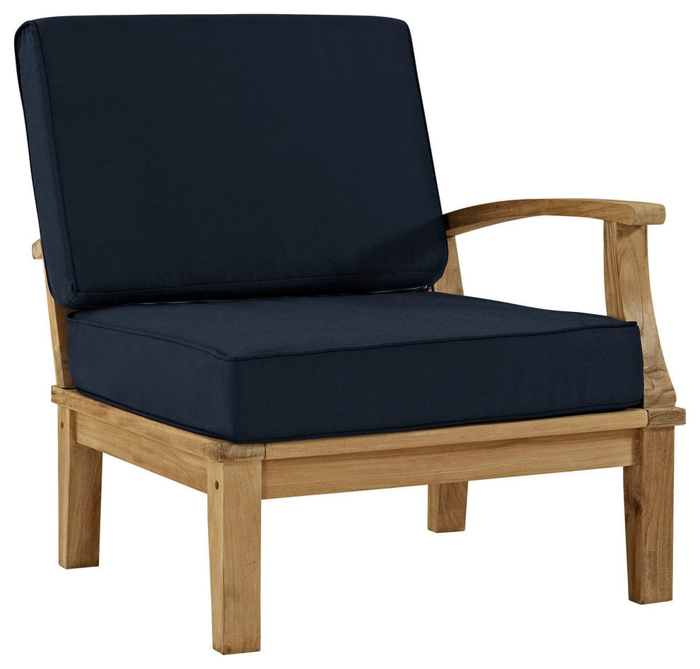 Modern Urban Outdoor Patio Rattan and Wicker 8-Piece SetSofa Set Natural Navy