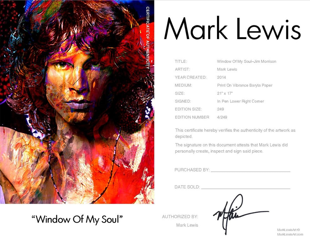 Jim Morrison "Window Of My Soul" Art by Mark Lewis