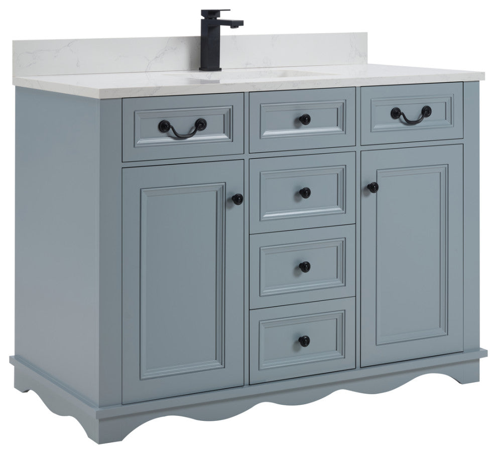 Legion Furniture WS2512 Series Bathroom Sink Vanity, Cadet, 48", Artificial Stone Top, Single Sink