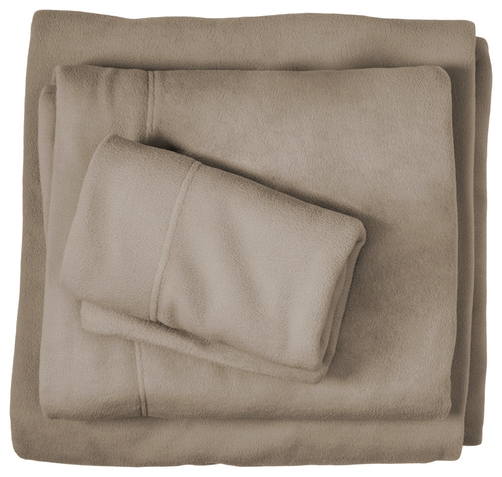 Bare Home Polar Fleece Sheet Set, Taupe, Twin Xl