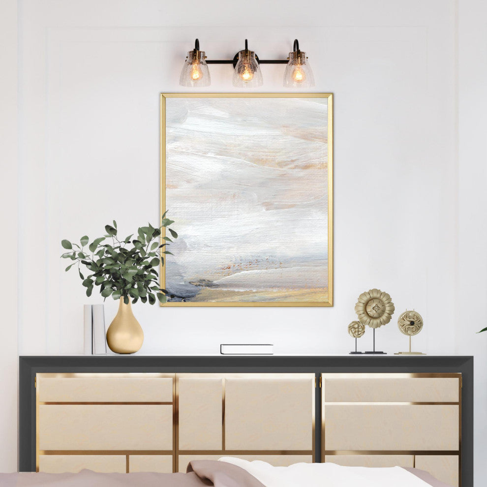 LNC Dawn Polished Gold Modern Crakled-Glass Wall Sconce, 3 Lights