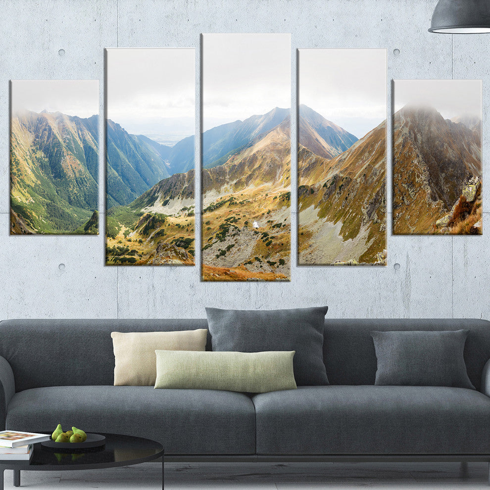 "Ostry Rohac And Placlive Peaks" Landscape Wall Art Wall Art, 5 Panels, 60"x32"