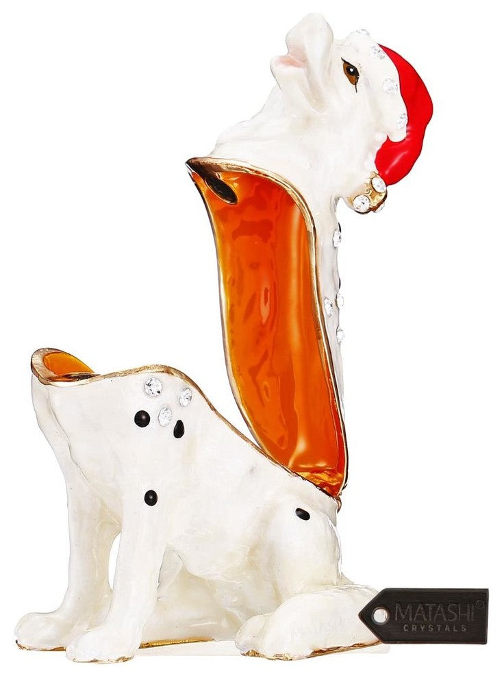 Hand-Painted Holiday Christmas Dog Trinket Box