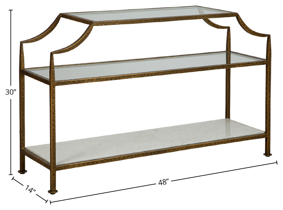Marietta 48" Wide Glass Console Table, Gold