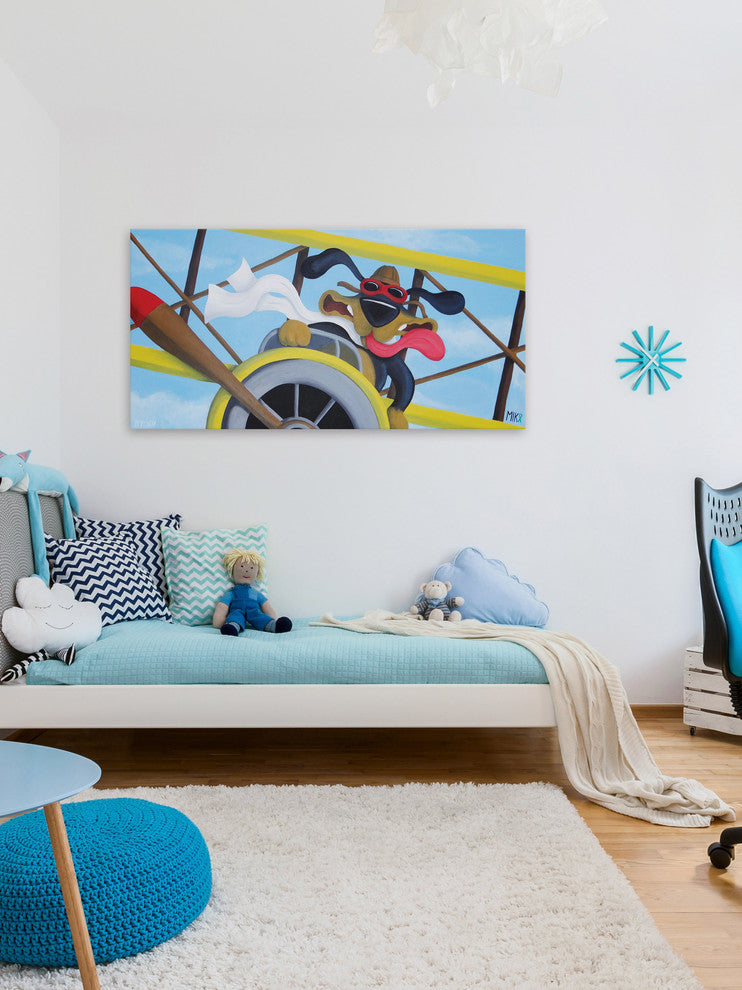 Marmont Hill, "Fly Boy" by Mike Taylor Painting Print on Wrapped Canvas, 60x30