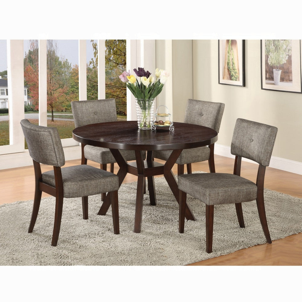 Acme Drake Side Chair Set of 2 Gray Fabric and Espresso