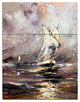 "Vessel in Stormy Sea" Painting Metal Wall Art, 3 Panels, 28"x36"