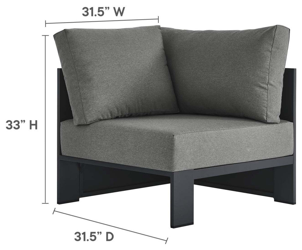 Tahoe Outdoor Patio Powder-Coated Aluminum 5-Piece Sectional Sofa Set - Gray Cha