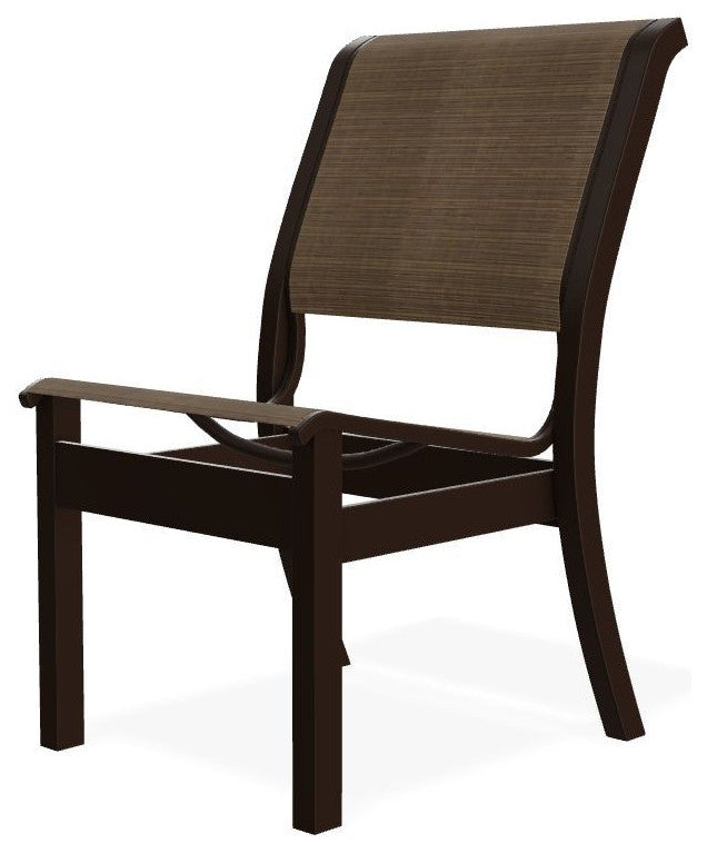 Leeward Sling Stackable Outdoor Dining Chair, Bark/Kona