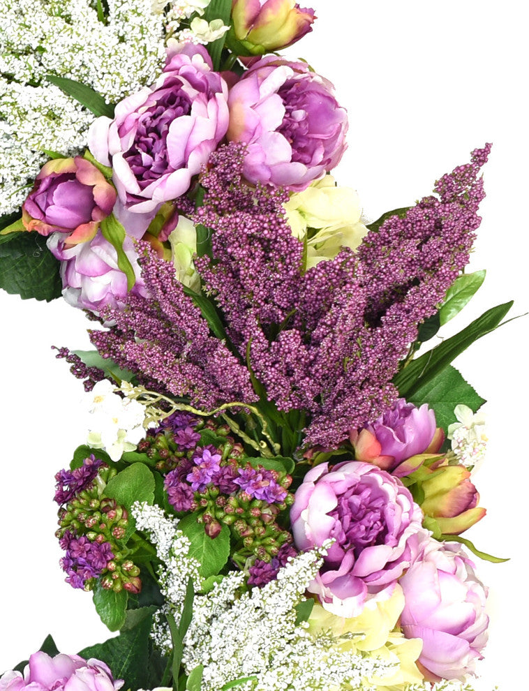 Kalanchoe, Heather, Peony, and Wild Flower Wreath