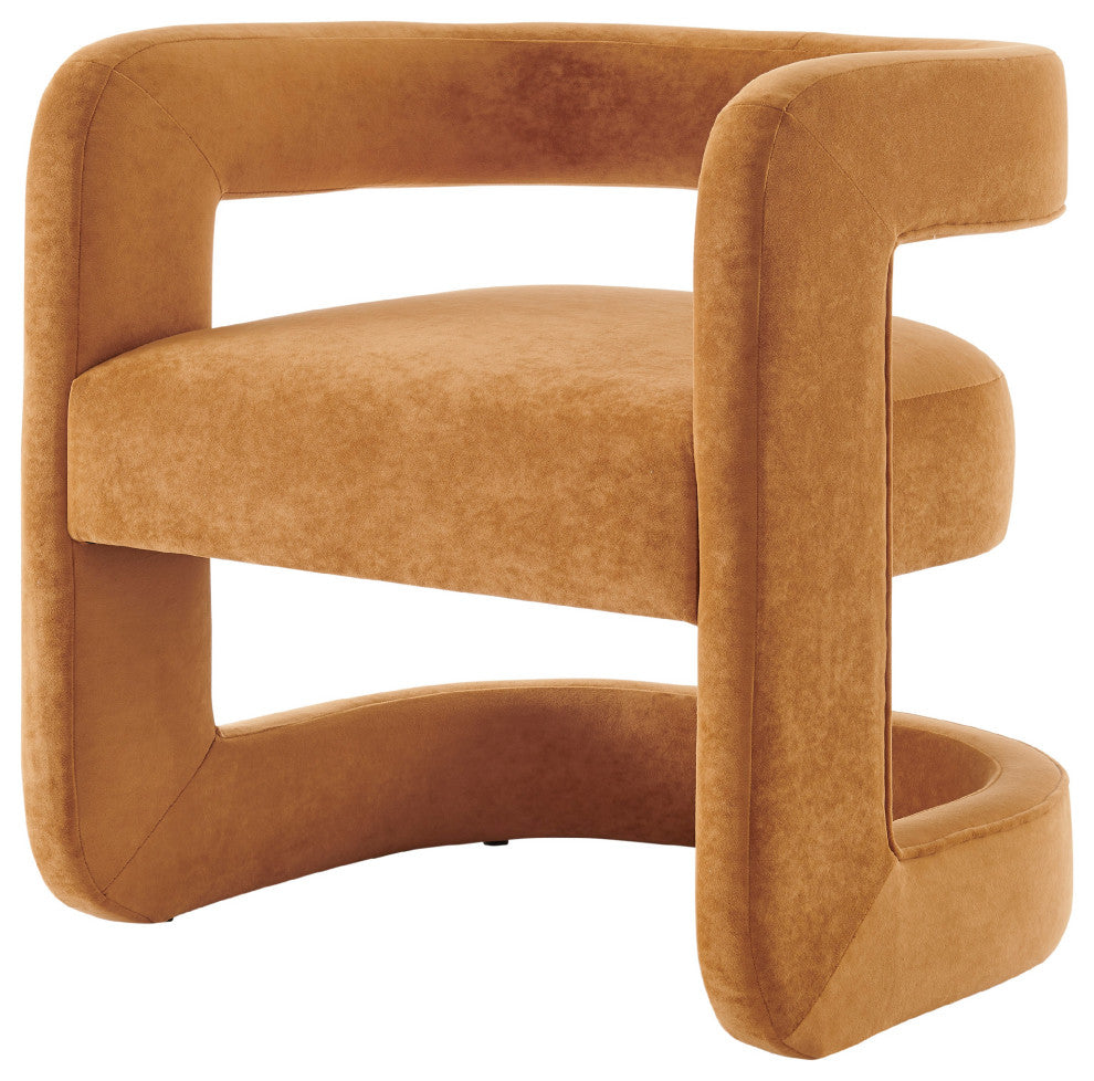 Althea Velvet Accent Arm Chair in Dainty Caramel
