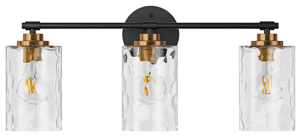 Modern 3-Light Water Ripple Glass Shades Vanity Light for Bathroom