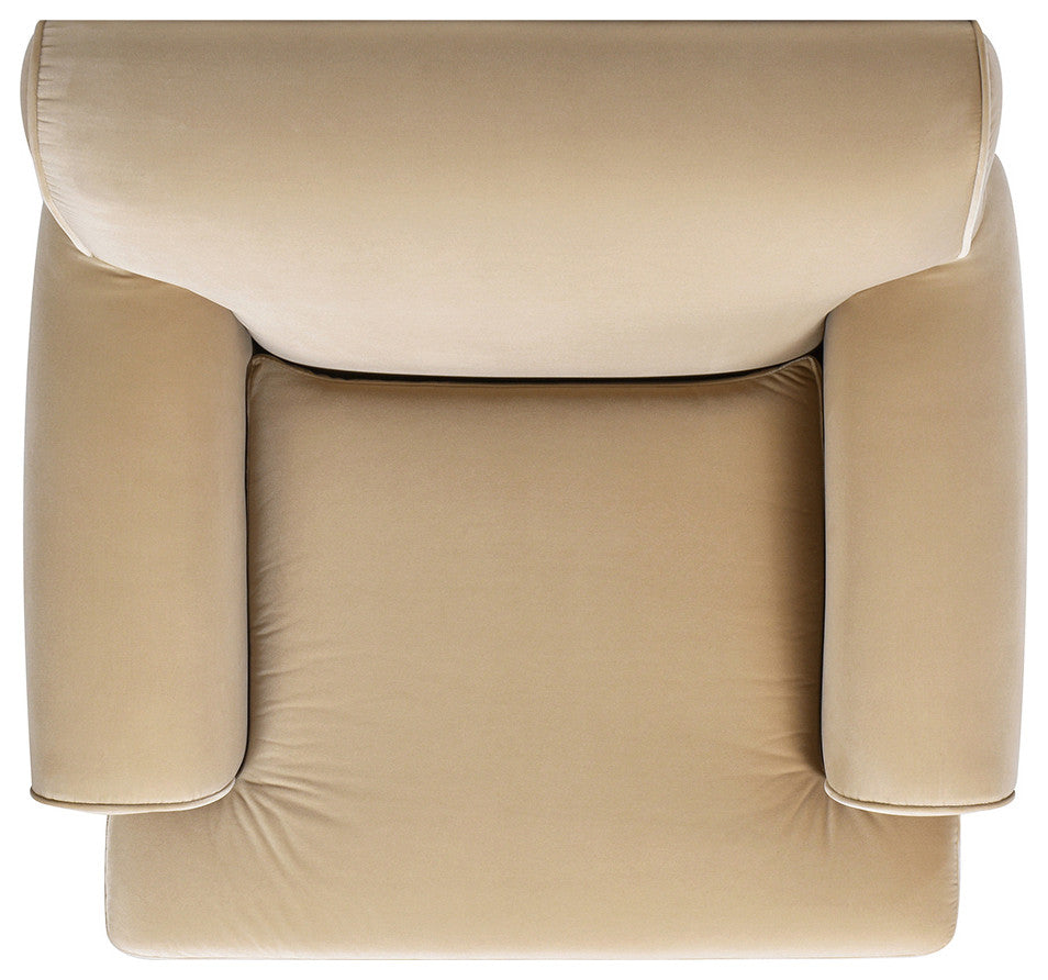 Alana 38" Lawson Accent Arm Chair, Metal Casters, Fawn Brown Performance Velvet