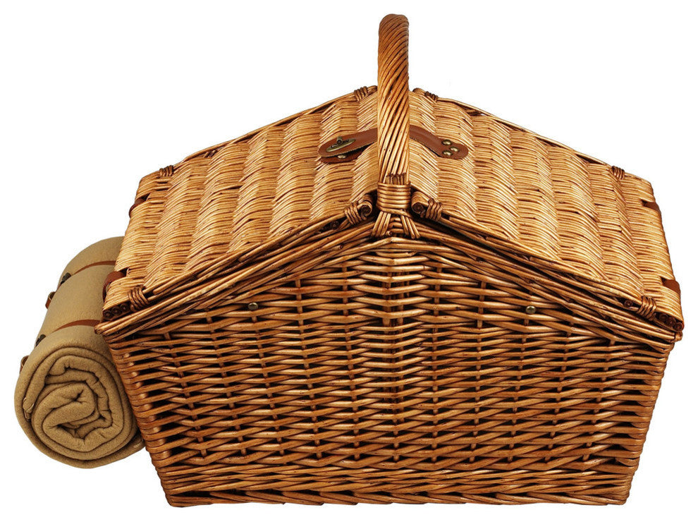 Huntsman Basket For Four With Coffee Set And Blanket, Wicker W and Santa Cruz