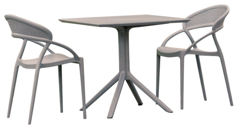 Sunset Patio Dining Set With 2 Chairs Dark Gray