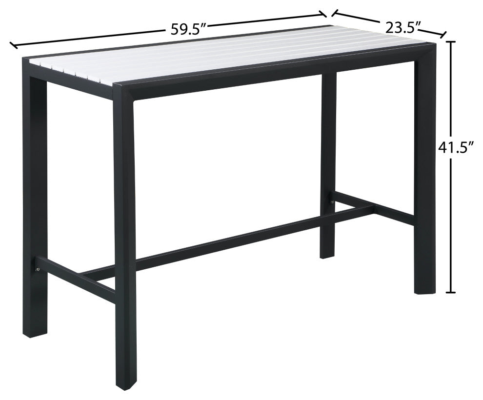 Nizuc Outdoor Rectangular Patio Bar Table, White
