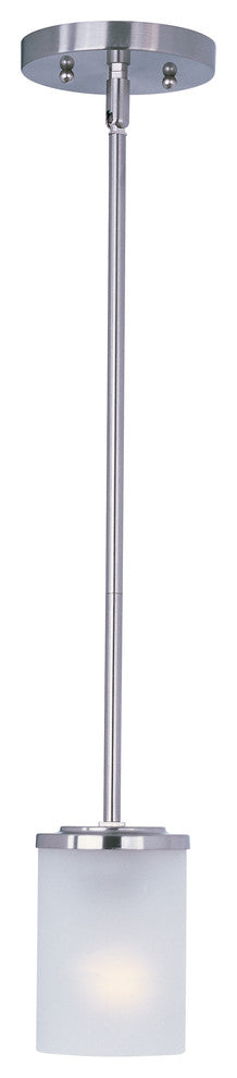 Corona 1-Light Mini Pendant, Satin Nickel, Frosted Glass