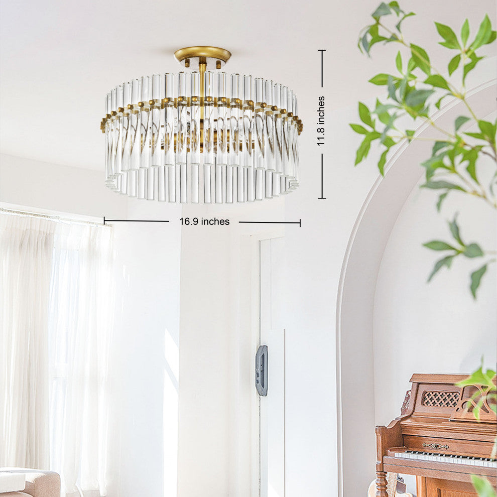 Cervine 4-light Crystal Flush Mount