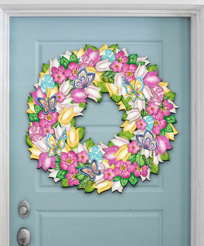 Flowers Spring Wreath Door Hanger